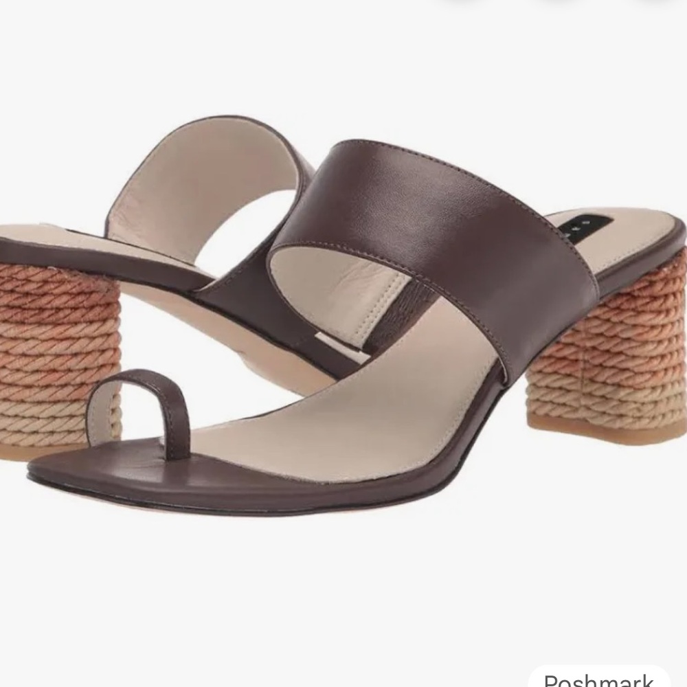 New Sanctuary Bold Mocha Brown Rope Square Toe Ombré Heels size 8